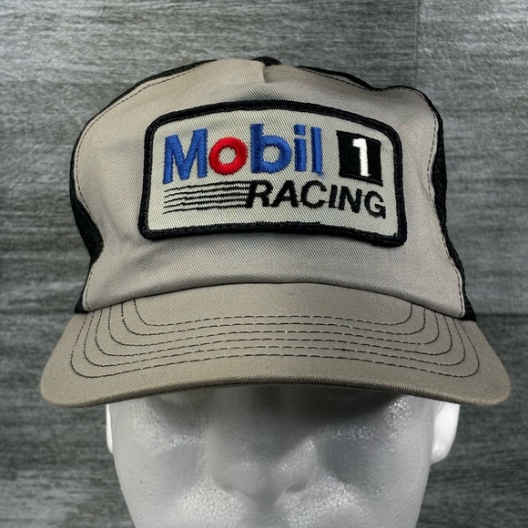 VTG Mobil 1 Racing Patch Mesh Snapback Trucker Hat Stylemaster OSFA USA Made - Picture 3 of 16